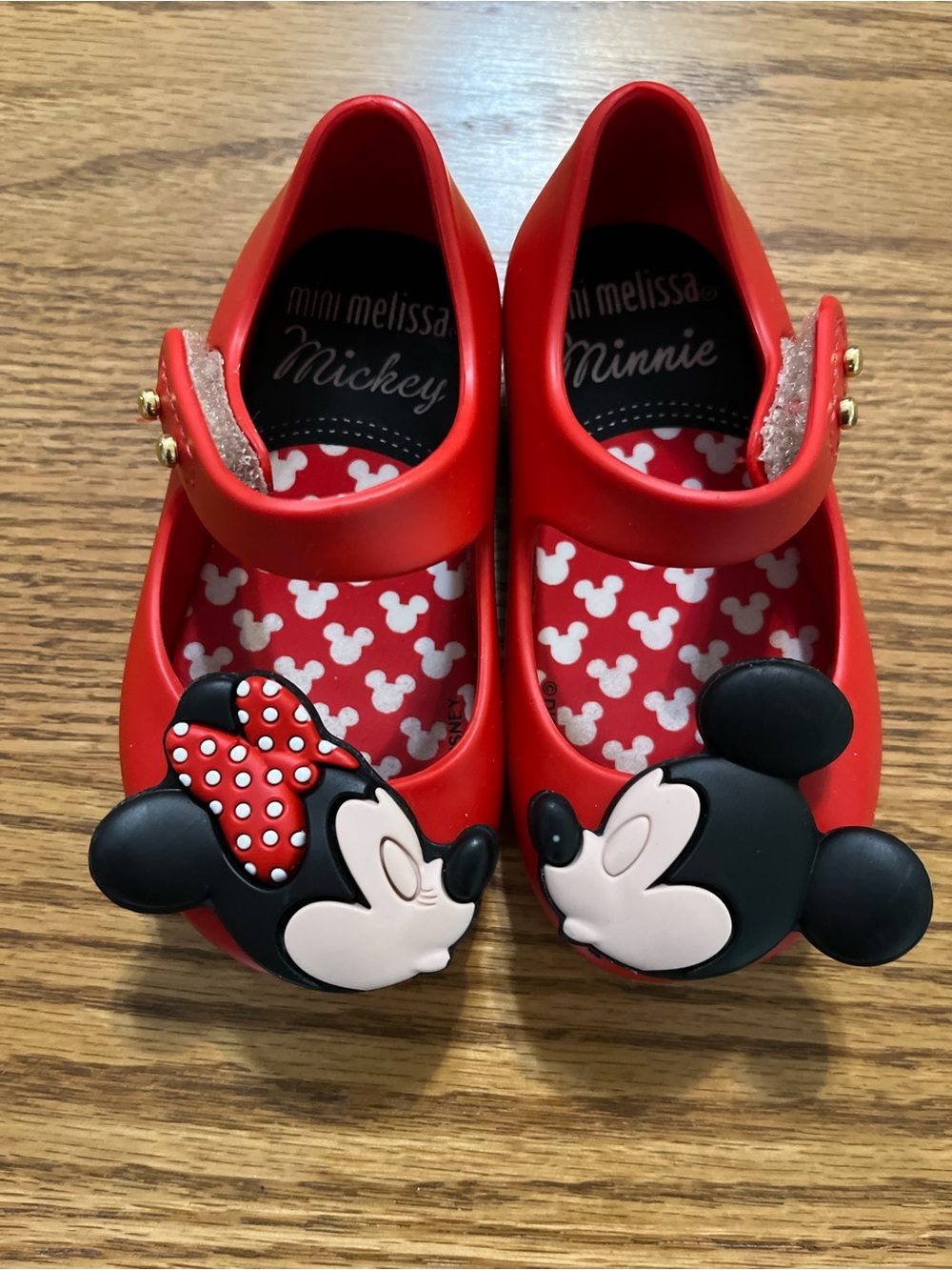 Mini Melissa Red Minnie & Mickey Mary Jane Shoes with Character Bows